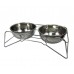 FixtureDisplays® Dog Cat Feeder with Stand Food Water Stainless Steel Meal Dispenser 12216